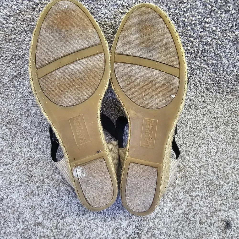 Lauren Ralph Lauren Charla‎ Espadrille Elastic Closed Toe Navy Wedge Sz 10B